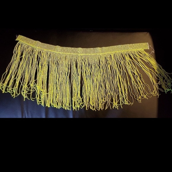 Zeelina Sparkly Rhinestone Tassel Skirt Belly Dance Hip  Crystal Rave - Picture 3 of 7
